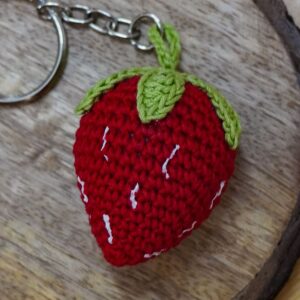 Strawberry Crochet Keyring Charm