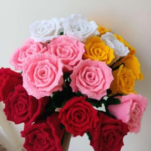 Cotton Bloom Rose in Glass