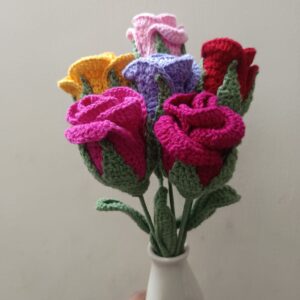 Cotton Bloom Rose in Glass